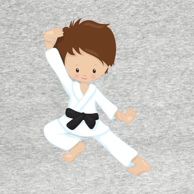 Karate Boy, Cute Boy, Brown Hair, Black Belt by Jelena Dunčević